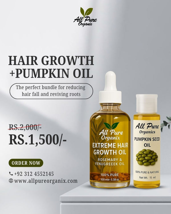 Premium Hair Growth Oil + Pumpkin Seed Oil Bundle – 100% Pure & Cold-Pressed