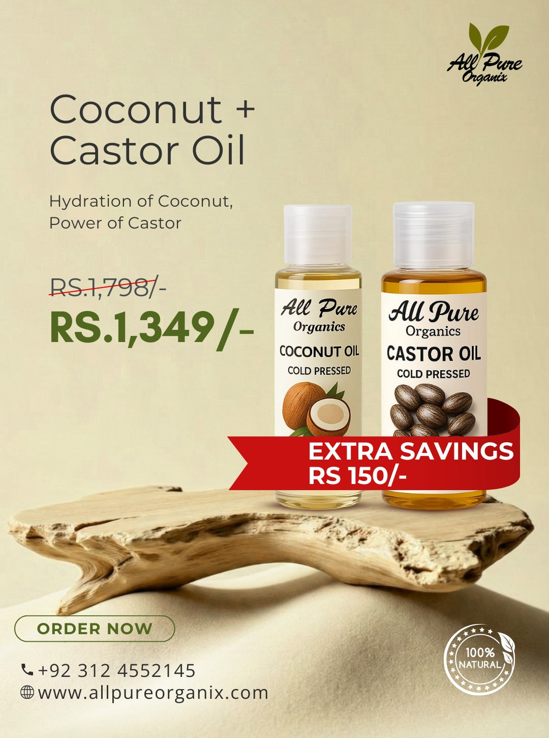 Premium Coconut + Castor Oil Bundle – 100% Pure & Cold-Pressed