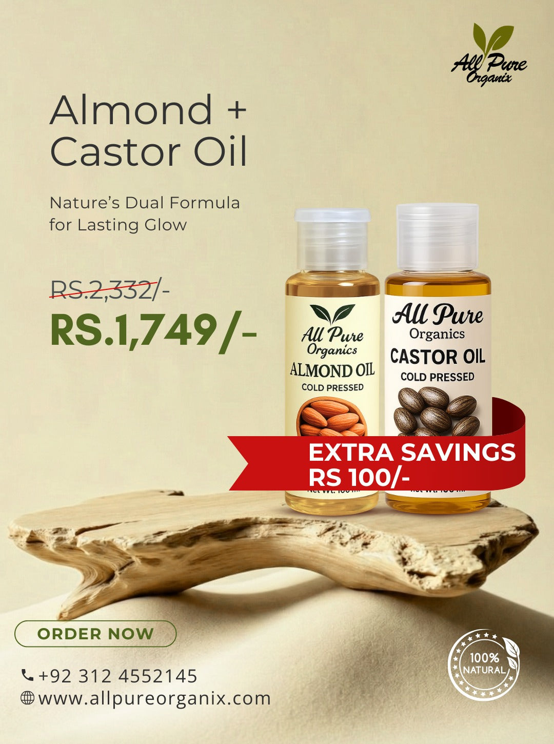 Premium Almond Oil + Castor Oil Bundle – 100% Pure & Cold-Pressed
