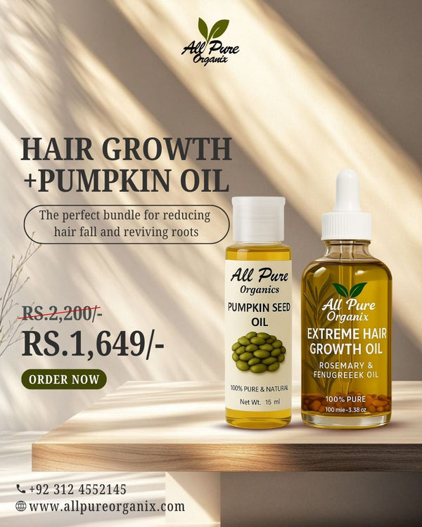 Premium Hair Growth Oil + Pumpkin Seed Oil Bundle – 100% Pure & Cold-Pressed